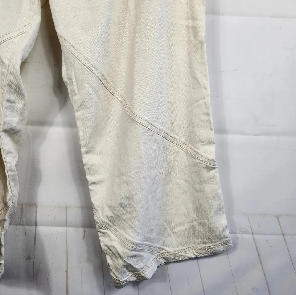 Free People We The Free Boho Slouchy Dunes Wide-Leg Jeans Pants in Ecru Cream 26